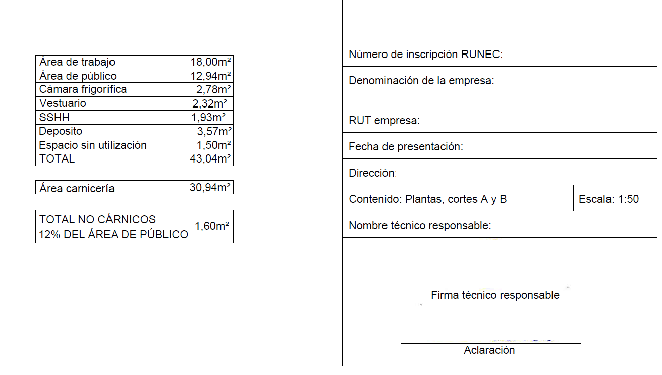 Modelo plano I (rotulación y declaración de áreas)